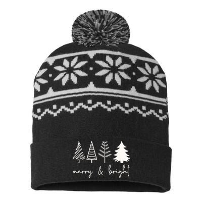 Merry And Bright Cute Christmas Tree USA-Made Snowflake Beanie