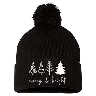 Merry And Bright Cute Christmas Tree Pom Pom 12in Knit Beanie