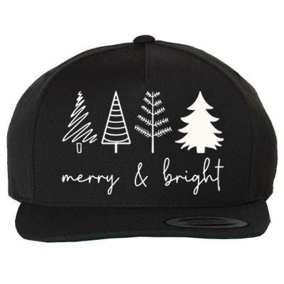 Merry And Bright Cute Christmas Tree Wool Snapback Cap