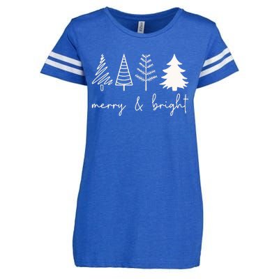 Merry And Bright Cute Christmas Tree Enza Ladies Jersey Football T-Shirt