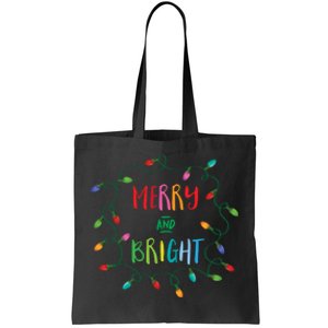 Merry And Bright Christmas Lights Tote Bag