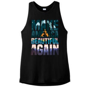 Make America Beautiful Again: Inspirational Nature Gift Ladies PosiCharge Tri-Blend Wicking Tank