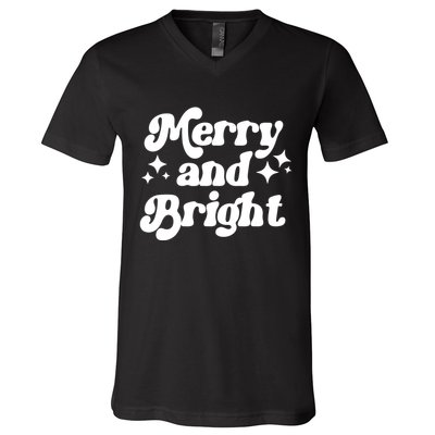 Merry And Bright Festive Christmas V-Neck T-Shirt