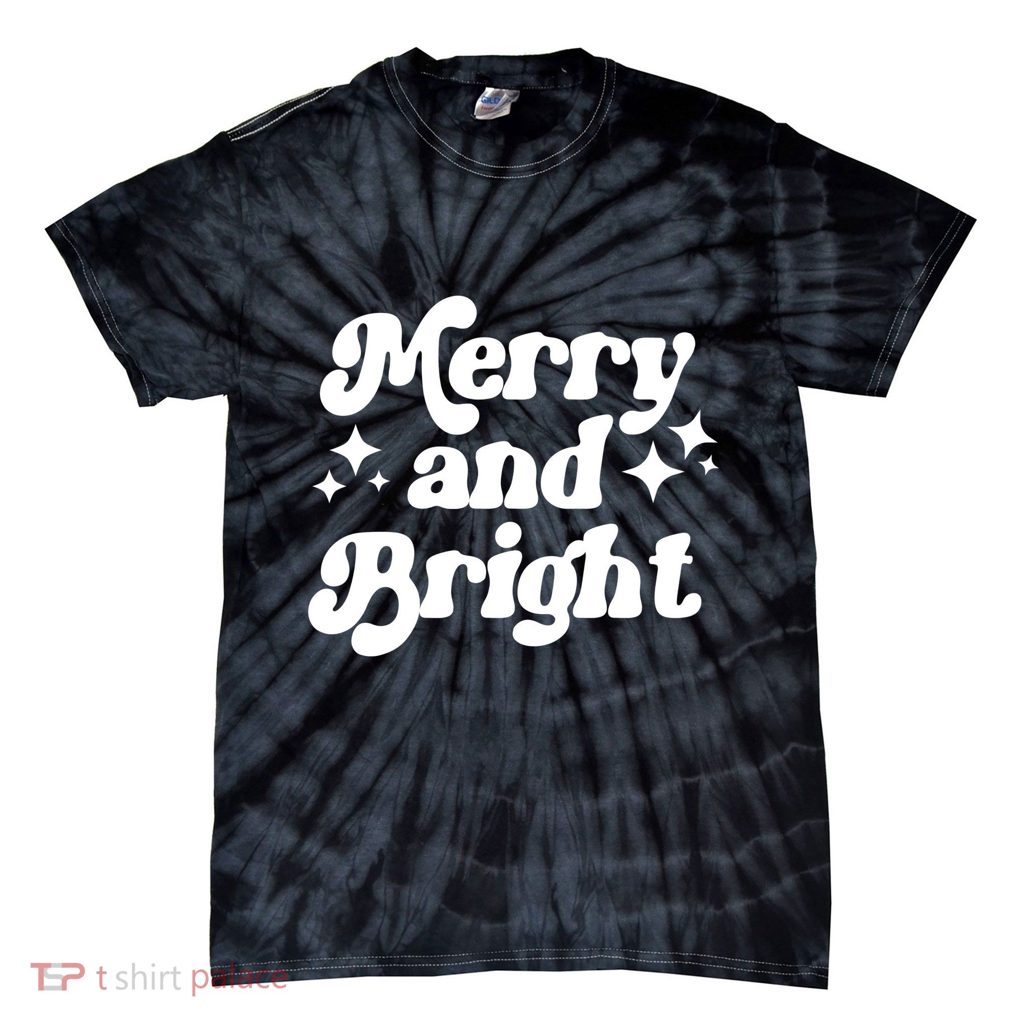 Merry And Bright Festive Christmas Tie-Dye T-Shirt
