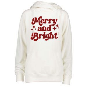 Merry And Bright Festive Christmas Womens Funnel Neck Pullover Hood