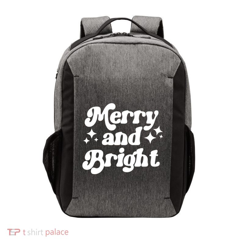 Merry And Bright Festive Christmas Vector Backpack