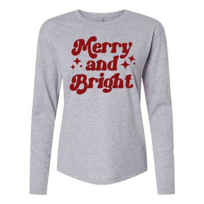 Merry And Bright Festive Christmas Womens Cotton Relaxed Long Sleeve T-Shirt