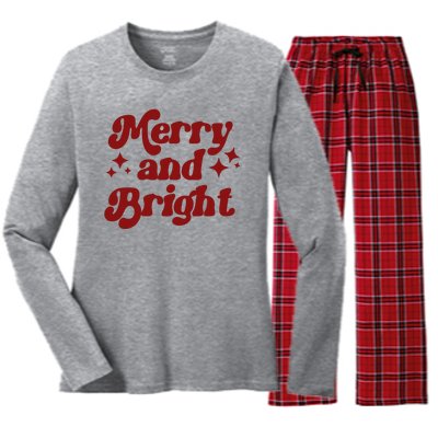 Merry And Bright Festive Christmas Women's Long Sleeve Flannel Pajama Set 