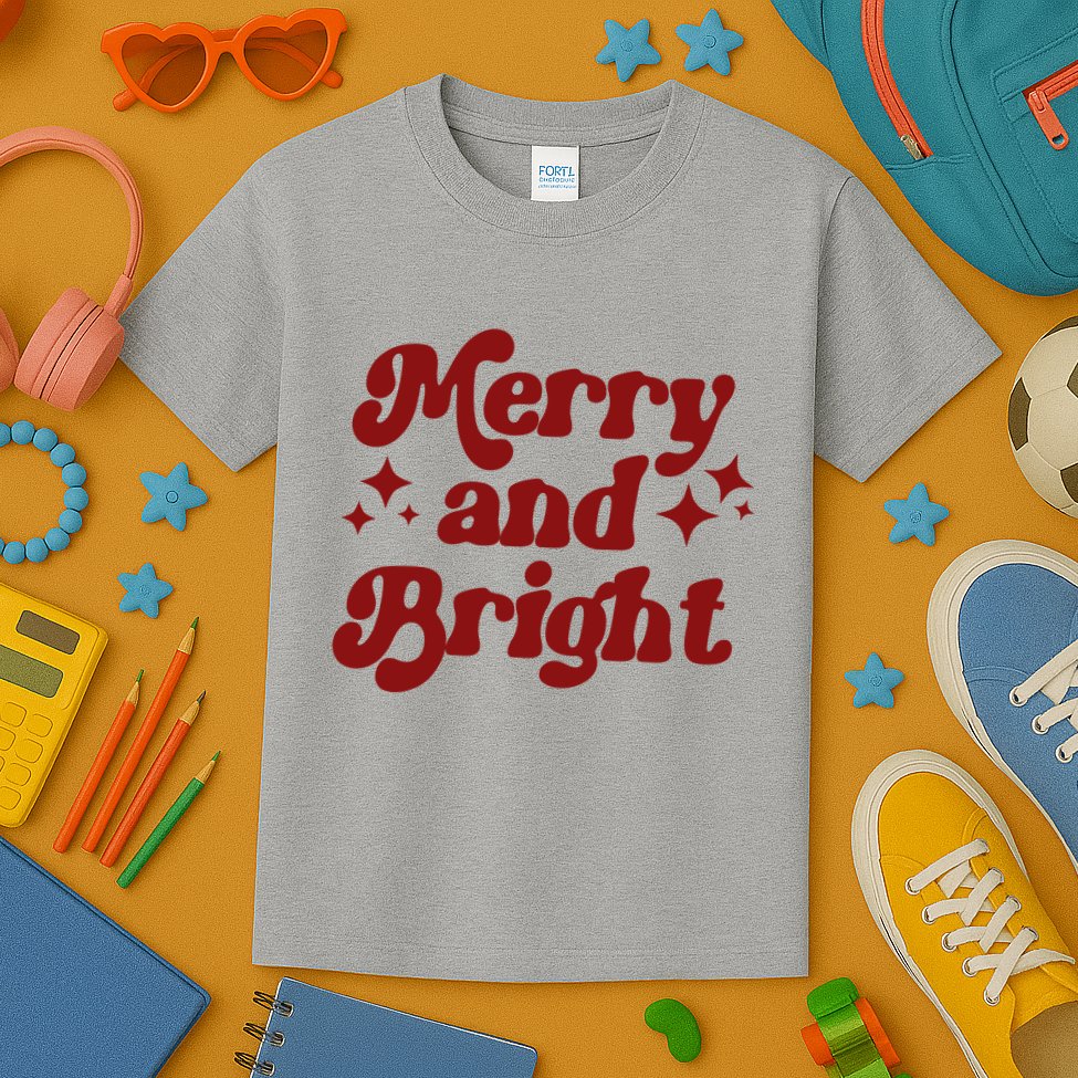 Merry And Bright Festive Christmas Kids T-Shirt