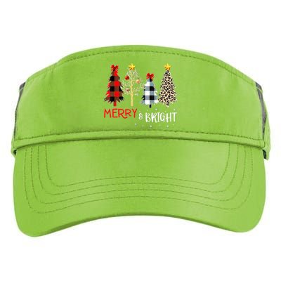 Merry And Bright Women Funny Leopard Plaid Christmas Trees Adult Drive Performance Visor