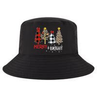 Merry And Bright Women Funny Leopard Plaid Christmas Trees Cool Comfort Performance Bucket Hat