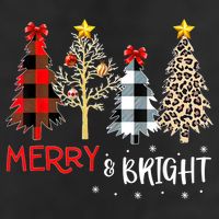 Merry And Bright Women Funny Leopard Plaid Christmas Trees Cool Comfort Performance Bucket Hat