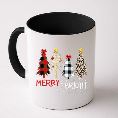 Merry And Bright Women Funny Leopard Plaid Christmas Trees Mug