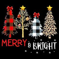 Merry And Bright Women Funny Leopard Plaid Christmas Trees Drawstring Bag