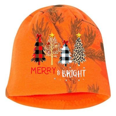 Merry And Bright Women Funny Leopard Plaid Christmas Trees Kati - Camo Knit Beanie