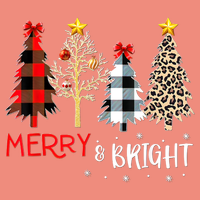 Merry And Bright Women Funny Leopard Plaid Christmas Trees Cooling Performance Crew T-Shirt