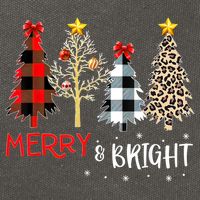 Merry And Bright Women Funny Leopard Plaid Christmas Trees Cotton Canvas Backpack