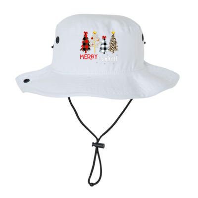 Merry And Bright Women Funny Leopard Plaid Christmas Trees Legacy Cool Fit Booney Bucket Hat