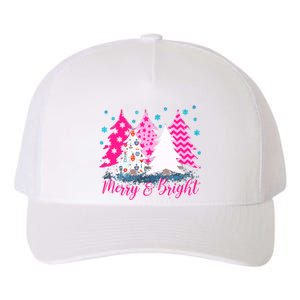 Merry And Bright Pink Christmas Tree, Pink Christmas Yupoong Adult 5-Panel Trucker Hat