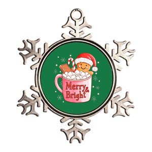 Merry And Bright Funny Christmas Gingerbread Man Hot Cocoa Gift Metallic Star Ornament