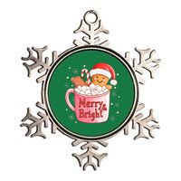 Merry And Bright Funny Christmas Gingerbread Man Hot Cocoa Gift Metallic Star Ornament