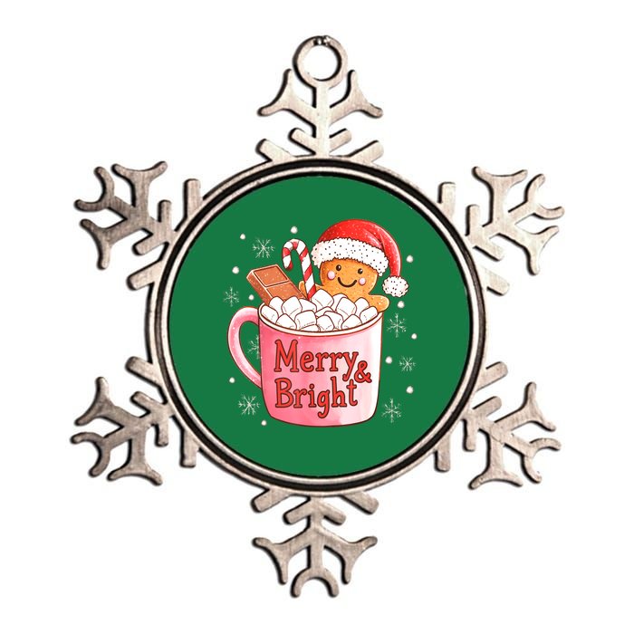 Merry And Bright Funny Christmas Gingerbread Man Hot Cocoa Gift Metallic Star Ornament