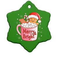 Merry And Bright Funny Christmas Gingerbread Man Hot Cocoa Gift Ceramic Star Ornament