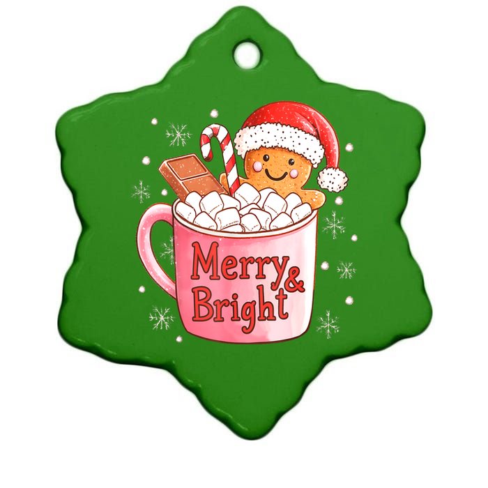 Merry And Bright Funny Christmas Gingerbread Man Hot Cocoa Gift Ceramic Star Ornament