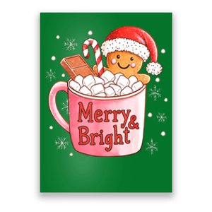 Merry And Bright Funny Christmas Gingerbread Man Hot Cocoa Gift Poster