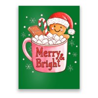 Merry And Bright Funny Christmas Gingerbread Man Hot Cocoa Gift Poster