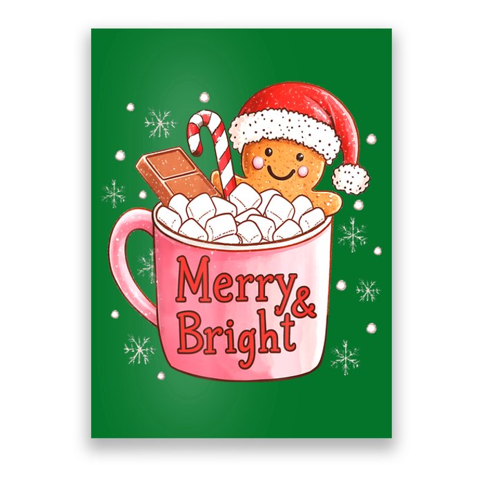 Merry And Bright Funny Christmas Gingerbread Man Hot Cocoa Gift Poster