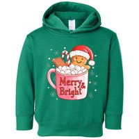 Merry And Bright Funny Christmas Gingerbread Man Hot Cocoa Gift Toddler Hoodie