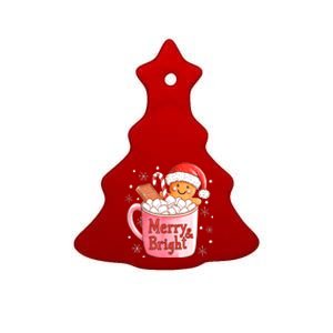 Merry And Bright Funny Christmas Gingerbread Man Hot Cocoa Gift Ceramic Tree Ornament