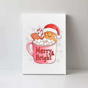 Merry And Bright Funny Christmas Gingerbread Man Hot Cocoa Gift Canvas