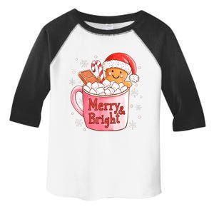 Merry And Bright Funny Christmas Gingerbread Man Hot Cocoa Gift Toddler Fine Jersey T-Shirt