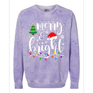 Merry And Bright Christmas Lights Funny Family Christmas Colorblast Crewneck Sweatshirt