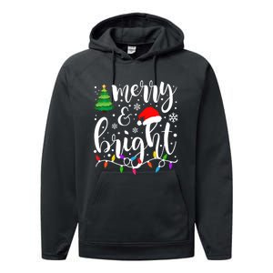 Merry And Bright Christmas Lights Funny Family Christmas Performance Fleece Hoodie