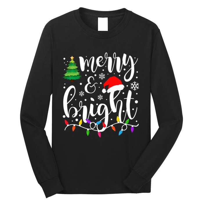 Merry And Bright Christmas Lights Funny Family Christmas Long Sleeve Shirt