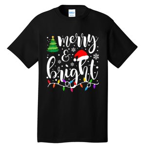 Merry And Bright Christmas Lights Funny Family Christmas Tall T-Shirt