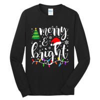 Merry And Bright Christmas Lights Funny Family Christmas Tall Long Sleeve T-Shirt