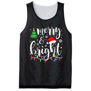 Merry And Bright Christmas Lights Funny Family Christmas Mesh Reversible Basketball Jersey Tank