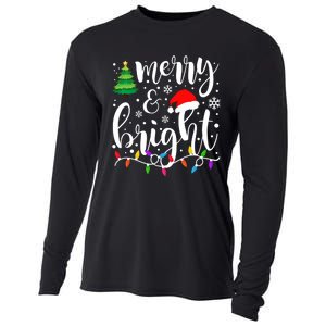 Merry And Bright Christmas Lights Funny Family Christmas Cooling Performance Long Sleeve Crew