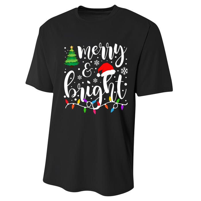 Merry And Bright Christmas Lights Funny Family Christmas Performance Sprint T-Shirt