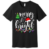 Merry And Bright Christmas Lights Funny Family Christmas Premium T-Shirt