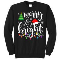 Merry And Bright Christmas Lights Funny Family Christmas Tall Sweatshirt