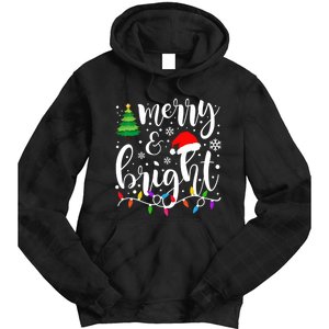 Merry And Bright Christmas Lights Funny Family Christmas Tie Dye Hoodie