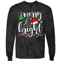 Merry And Bright Christmas Lights Funny Family Christmas Tie-Dye Long Sleeve Shirt