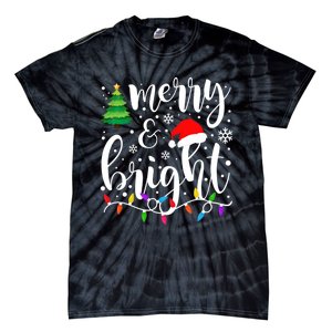 Merry And Bright Christmas Lights Funny Family Christmas Tie-Dye T-Shirt