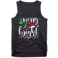 Merry And Bright Christmas Lights Funny Family Christmas Tank Top