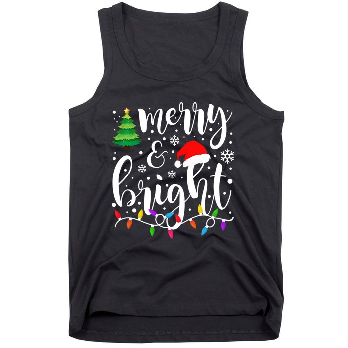 Merry And Bright Christmas Lights Funny Family Christmas Tank Top